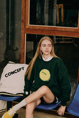 テニスボールスウェットシャツ・ダークグリーン［ユニセックス］/ Tennis Ball Unisex Dark Green Sweat Shirt