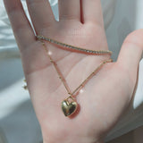  Modern Heart Rhinestone Layered Necklace - Gold Color (VIVIZ Sinb, Oh My Girl YooA, STAYC Seeun Necklace)