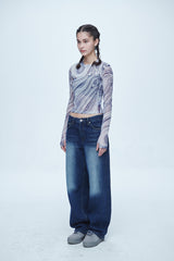 ヴィンテージ ウォッシング ワイド デニムパンツ / Vintage Washing Wide Denim Pants Blue