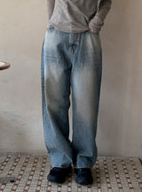 SD Washed Denim Wide Pants