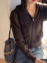 Tilts Y2K Knitwear Semi-Crop Hoodie Zip-Up Cardigan