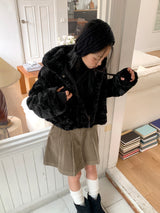[MADE] Haong Black Rabbit Fur Hoodie Jumper