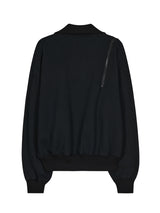 2WAY ZIPPER DETAIL HALF ZIP UP BLACK