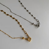 ハートボール2ウェイネックレス/hass Heart Ball Two Way Necklace - 2color