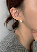 [92.5silver] matt circle one-touch earrings (2sizes)