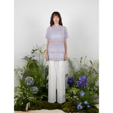 リネンストライプニットトップ / LINEN STRIPE KNIT TOP - PURPLE