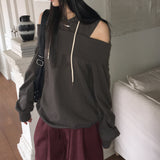 デザインショルダースリットオーバーフィットロングスリーブTシャツ