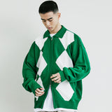 アーガイル2WAYジップアップポロカーディガン / ARGYLE 2WAY ZIP UP POLO GARDIGAN GREEN
