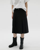 ストライプミディベルトスカート/striped midi belted skirt