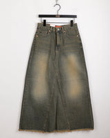 Yat Cat Sand Washed Maxi Denim Long Skirt