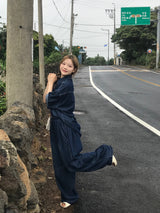 Deep ocean denim set up pants 