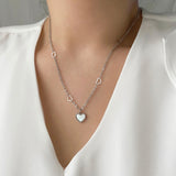 ハートチェーンマザーオブパールネックレス/hhr Heart chain mother-of-pearl necklace