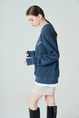 ポケットジップアップスウェットシャツT63/Pocket Zip-up Sweatshirt T63 Dark Teal Blue