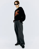 ラウンドフラワーロゴクロップスウェットシャツ/ROUND FLOWER LOGO CROP SWEATSHIRT-BLACK