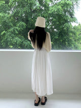 ロシトンビンテージマザーオブパールボタンノースリーブロングワンピース / Roshton vintage mother-of-pearl button sleeveless long dress