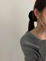 [92.5silver] matt circle one-touch earrings (2sizes)