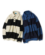 ニットラグビースウェットシャツ/Knit Rugby Sweatshirt T76 beige&black