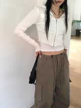 フィクサーリブポケットクロップドフードジップアップ