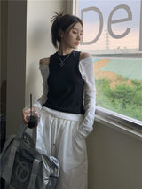 オレオ オープン ショルダー ニット トップ / Oreo open shoulder knit top