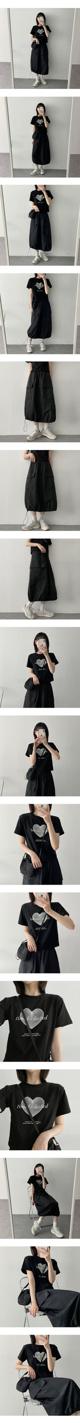 トップTシャツナイロンストリングロングスカート / Top T-shirt nylon string long skirt