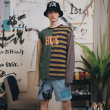 HUKミックスストライプL/SL Tシャツ[2カラー］