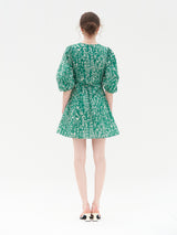 PUFF SLEEVES V NECK ONEPIECE_GREEN (6580887847030)