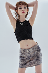スモッグレザーローライズスカート / smog leather lowrise skirt_charcoal