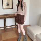 Benet snap button ribbed hoodie wrap knit