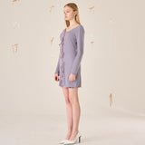 ribbon detail dress set purple