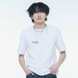 オーバーフィットセリフロゴピンタックラインTシャツ / OVERFIT SERIF LOGO PINTUCK LINE T-SHIRTS (WH)