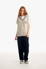 ミドルチェリーⅤネックニットベスト／MIDDLE CHERRY V-NECK KNIT VEST [BEIGE]