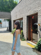 スカイシルクスリーブレスドレス