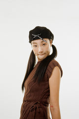 RIBBON HUNTING CAP / BLACK
