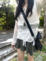 エスニックビンテージニーズニットスリーブレス / Ethnic Vintage Beads Knit Sleeveless