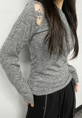 カットアウトショルダーロングスリーブ / cut out shoulder long sleeve