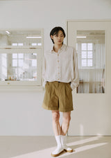 リネンパッチシャツ / unisex linen patch shirts natural