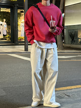 コットンワンタックバンドウエストワイドパンツ / Cotton One Tuck Banded Waist Wide Pants (7 colors)