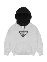 Women's Crop Maison Signature Emblem Two-Tone HeavyTerry Hoodie Ashgrayblack(FCD3TS715W)