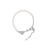 NO.438 [SILVER] パールハートブレスレット
