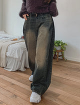 ルックサイドフォールドウォッシングデニムパンツ