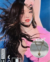  Modern Heart Rhinestone Layered Necklace - Gold Color (VIVIZ Sinb, Oh My Girl YooA, STAYC Seeun Necklace)