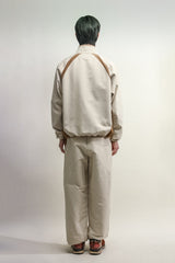 アシンメトリーウェーブジップジャケット / ASYMMETRIC WAVE ZIPPED JACKET-ECRU BROWN