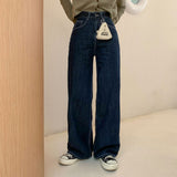 [Four-season item!] straight wide denim pants