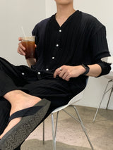 ニューゲントオーシャンアイスプリーツセットアップロングワイドパンツ / New Gent Ocean Ice Pleats Set-up Long Wide Pants (2 colors)