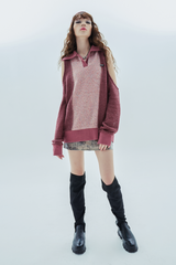 ホールカラーニット / hole collar knit_deep pink