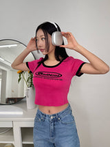 blur short sleeve cropped tee