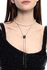 NO.478 [BLACK] CIRCLE CODE LOCK PEARL NECKLACE