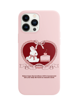 (GLOSSY HARD) *Holiday* Ribbon Bunny Lettering phone case - Pink (* Production takes 3-7 days)