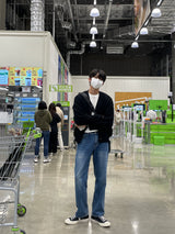 ボウセミワイドデニムパンツ/LMN Bow Semi-Wide Denim Pants (4 colors)
