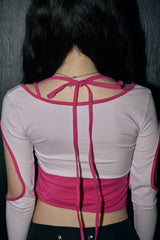 string circle crop top - pink